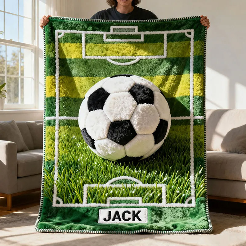 Personalized Soccer Blanket with Custom Name and Field Design for Kids and Soccer Lover Sale-megacustom