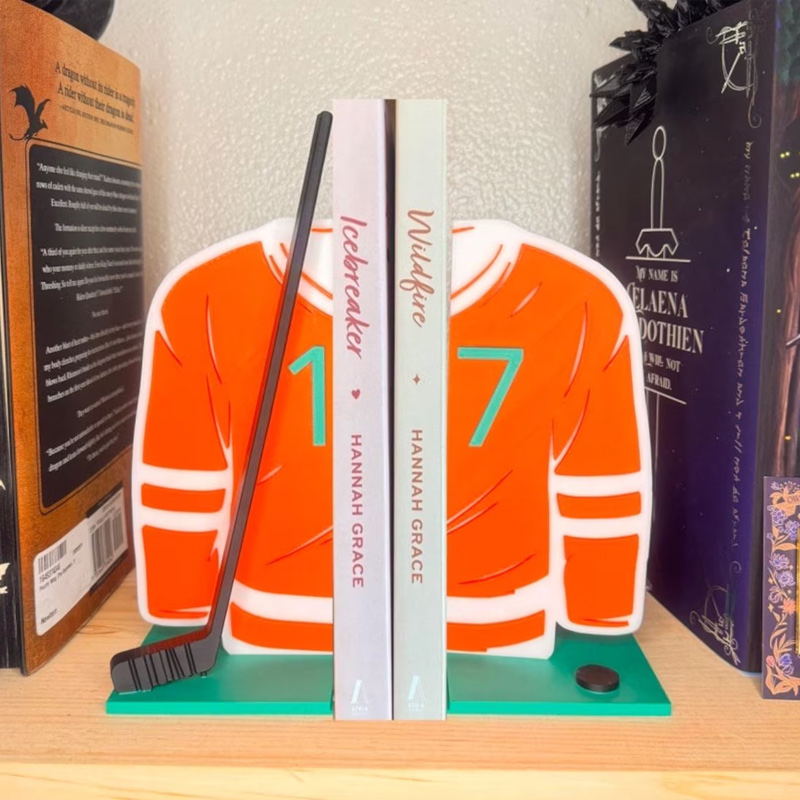 Personalized Ice Hockey Book Ends Shelf Decor Gift for Ice Hockey Lovers