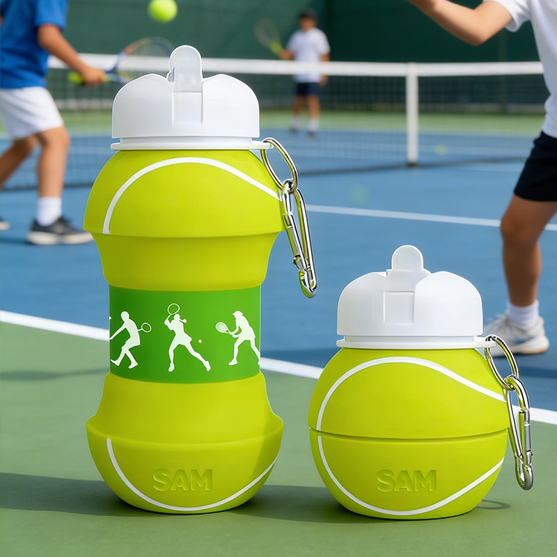 Personalized Foldable Tennis Water Cup Silicone Tennis Sports Water Bottle Custom Name Gift for Tennis Lovers