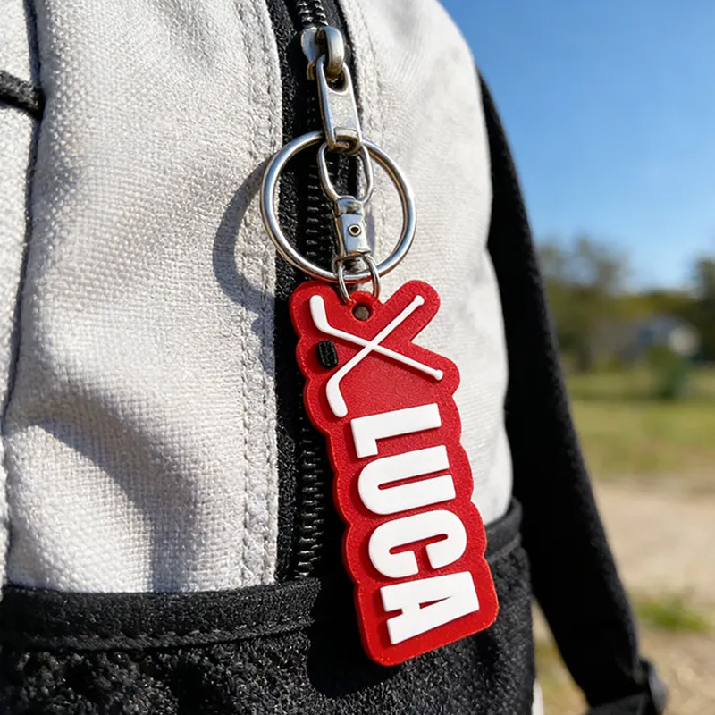 Personalized Ice Hockey Keychain with Custom Name Design