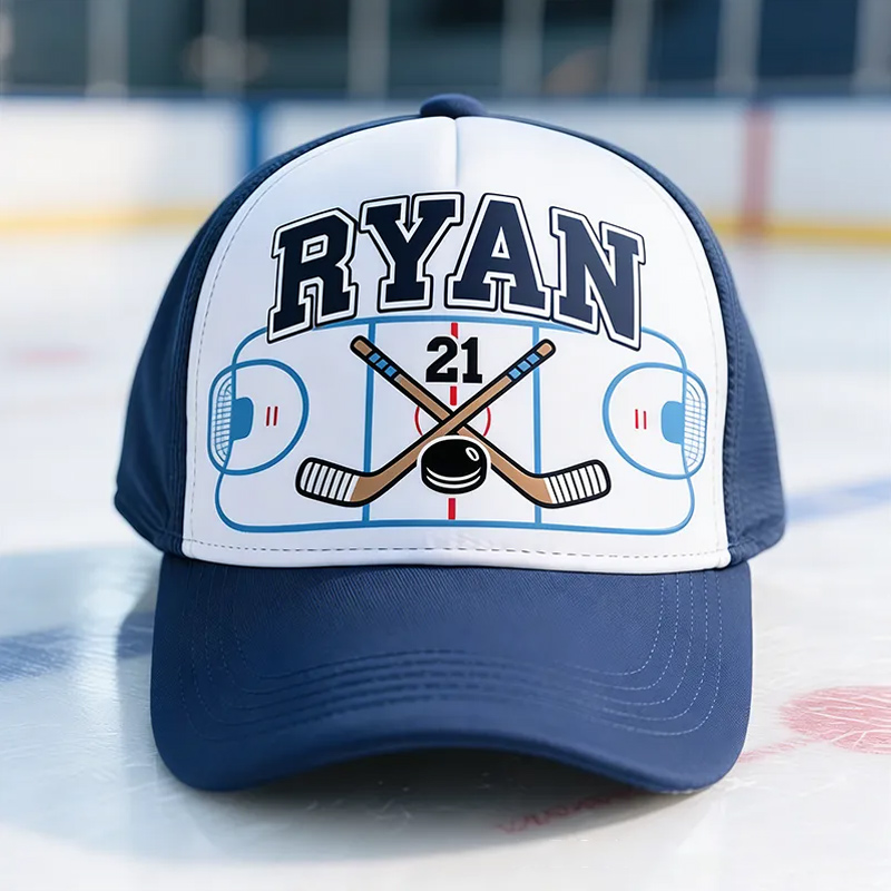 Personalized Hockey Cap with Custom Name and Number Design