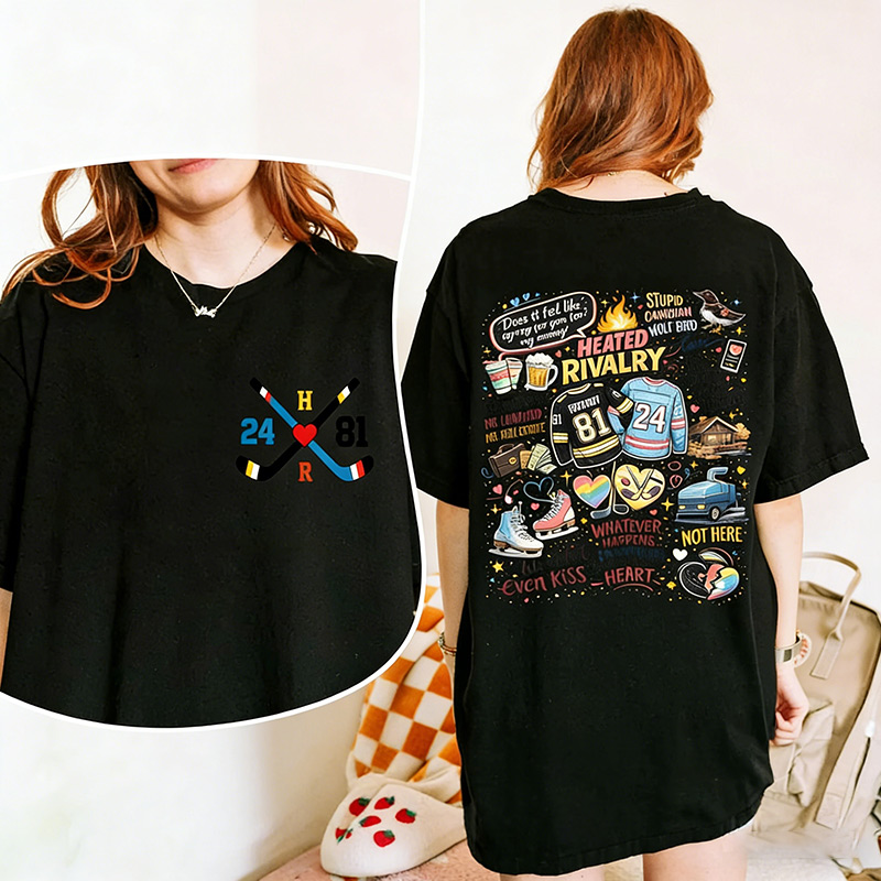 Personalized Hockey TV T-Shirt Romance Shirt with Custom Number and Initials