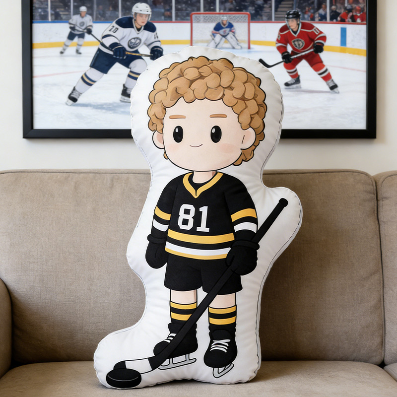 Personalized Cute Player Ice Hockey Pillow Number 81 Gift for HR Fans