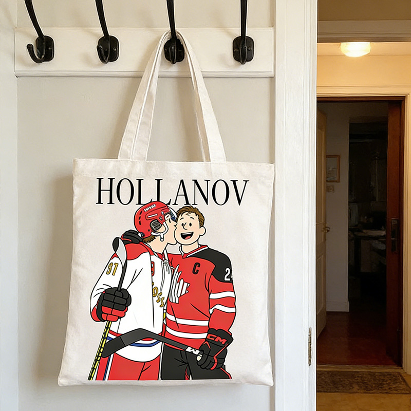 Personalized HR Hockey Tote Bag with Hollanov Cute Character Cartoon For Movie Book Fans Gift