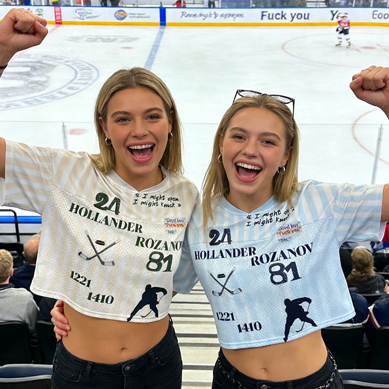 Personalized HR Striped Theme Crop Top Jersey for Female Hockey Fans Romance Hockey Gift