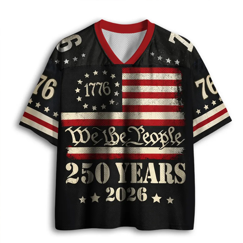 Personalized Football Mesh Jersey 250th America with Custom Name Gift for America Football Lovers