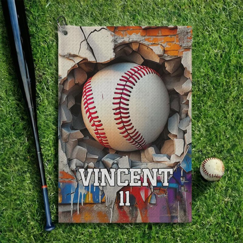 Personalized Sportball Design Waffle Sport Towel with Name Number and Hanging Clip Sport Accessories Birthday Gift for Sport Lovers