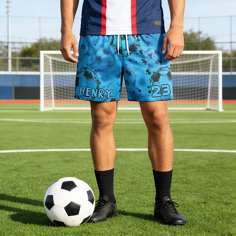 Personalized Soccer Shorts Ink Soccer Pattern with Custom Name and Number