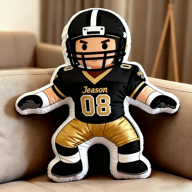 Personalized Football Player Pillow with Custom Name and Jersey Number Sale-megacustom