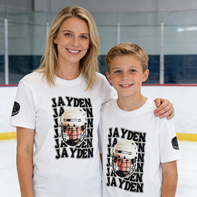 Personalized Funny Photo Baseball Football Kid Adult T-shirt with Name and Number Birthday Sports Game Day Gift for Sports Lovers