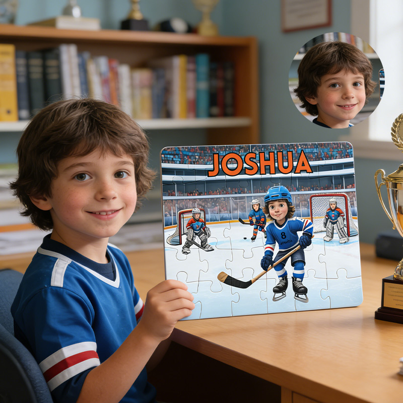 Personalized Kids Hockey Puzzle Hockey Gift for Boys Custom Name and Number