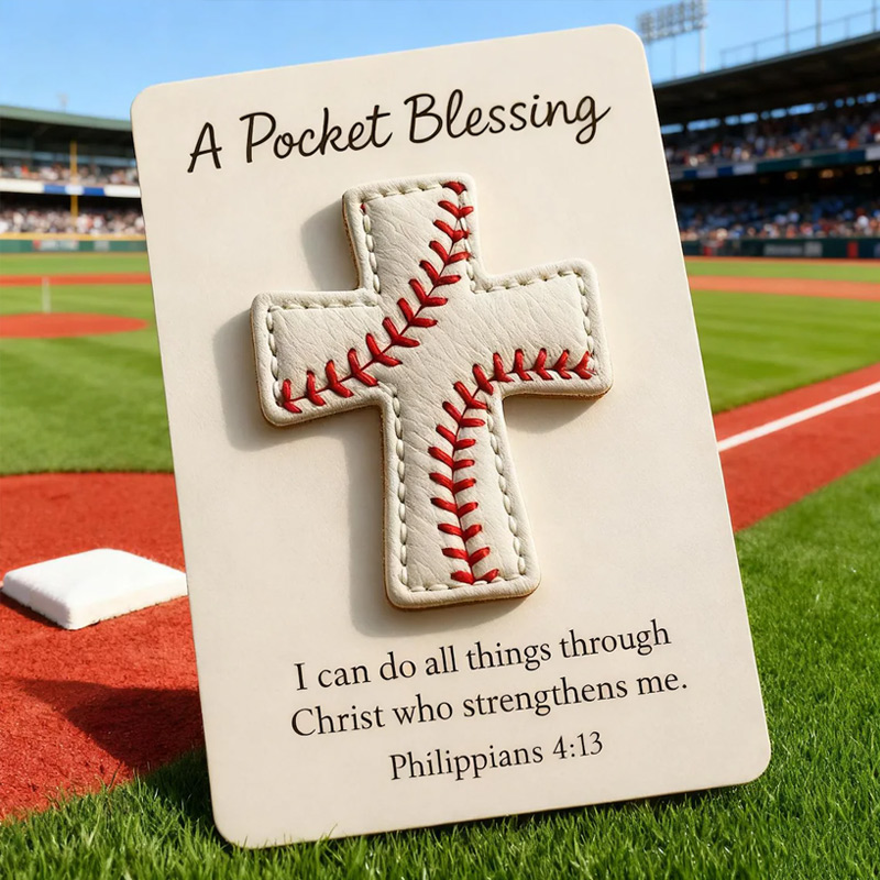 Personalized Baseball Softball Cross Blessing Card Pocket Blessing Baseball Cross Christian Stitch Cross Token with Verse Card Faith Gift for Sports Lovers
