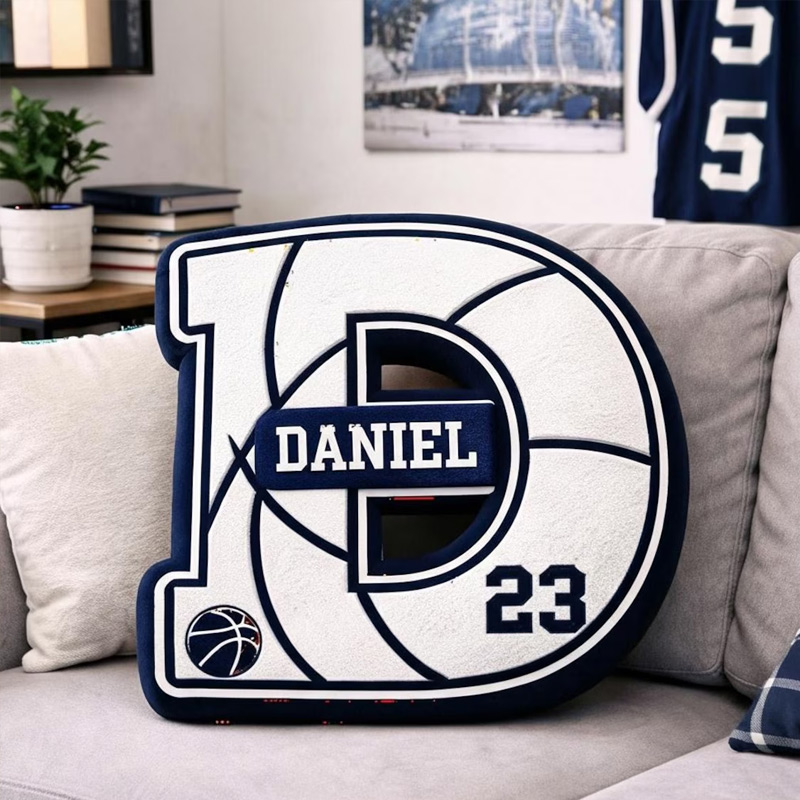 Personalized Basketball Letter Pillow College Basketball Gift Customization Name and Jersey Number