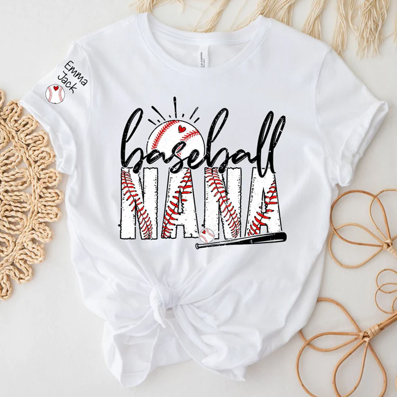 Personalized Baseball Nana T-Shirt Varsity Style Nana Shirt for Baseball Lovers
