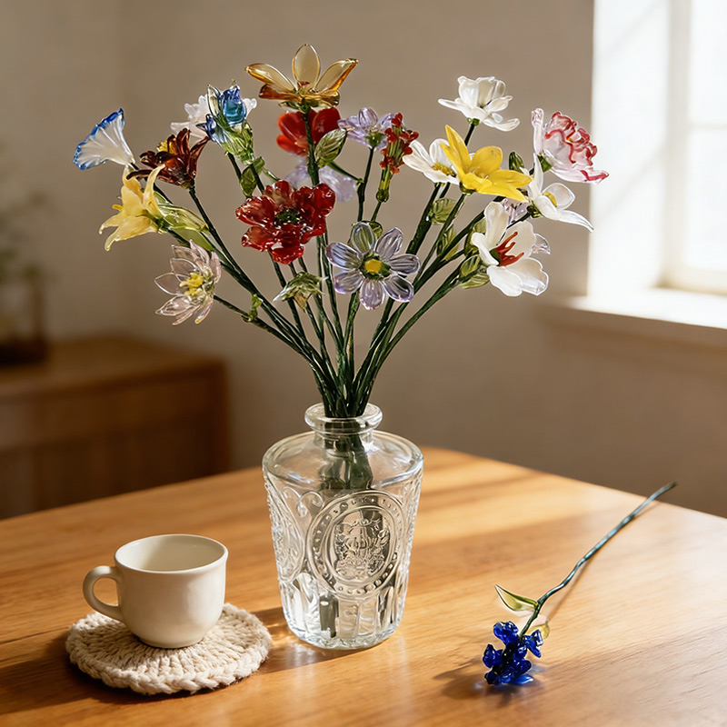 Personalized Glass Birthday Flowers Mother's Day Gifts Handcrafted Birth Flowers