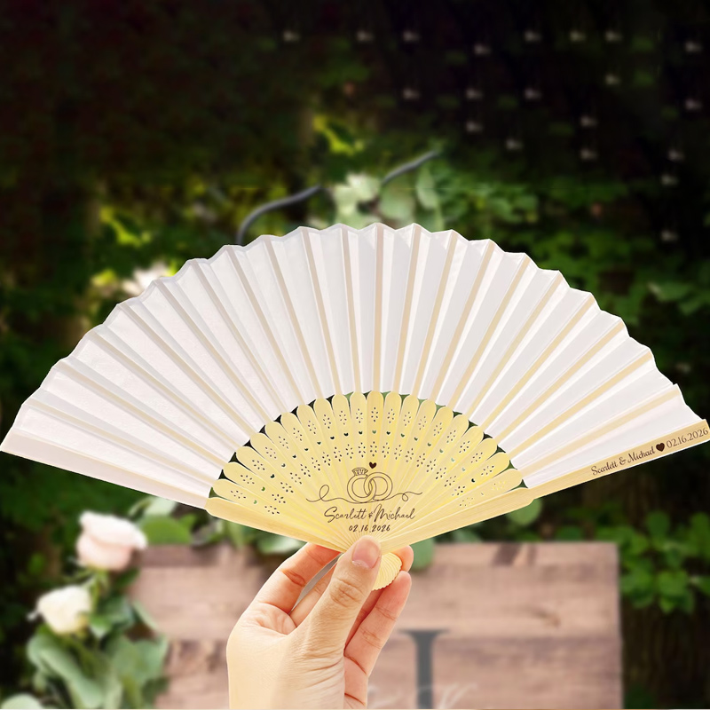 Personalized Wedding Favour Fans White Cloth Fabric Fans Bridesmaid Gifts Party Favors Groomsman Gifts Favours for Guests Bridal Shower Fans