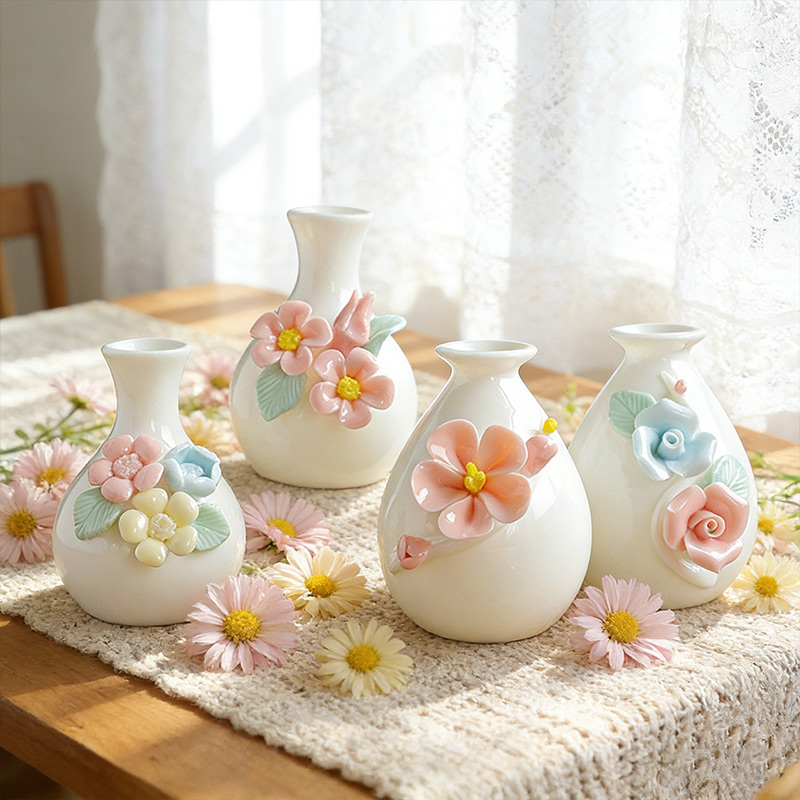 Mother's Day Ceramic Vase with Floral Design Ceramic Bottle for Table Decor A Gift for Mom