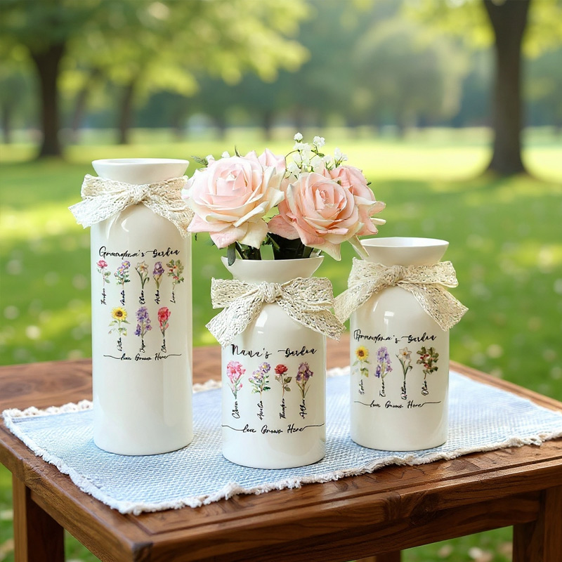 Personalized Grandma's Garden Vase Family Birth Flower Vase for Nanny Grandma Mom Mother's Day Gift from Grandkids