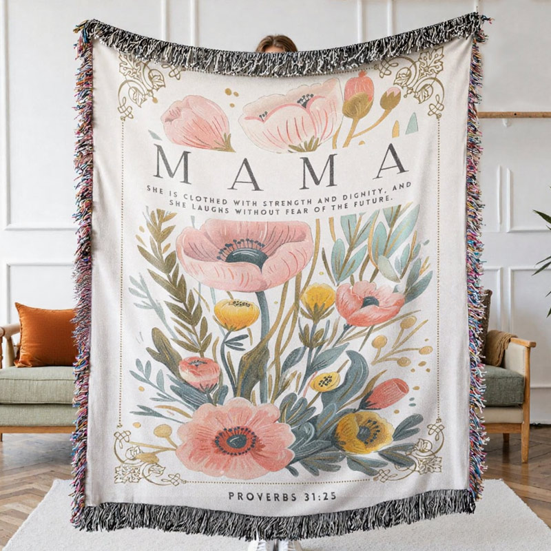 Personalized Mom Woven Blanket Mom Garden Gift for Mom Grandma Custom Name