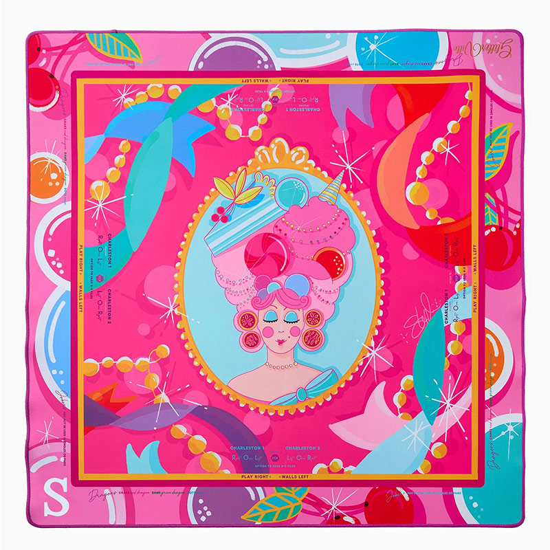 Personalized Retro Girl Mahjong Mat Star Bubble Gum Mat for Mah jongg Lovers