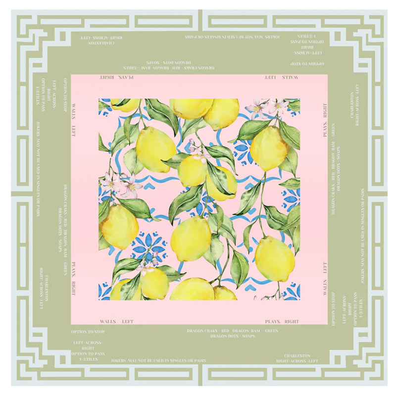 Lemon Print Mahjong Mat Non-Slip Neoprene Game Mat for Mahjong Lovers