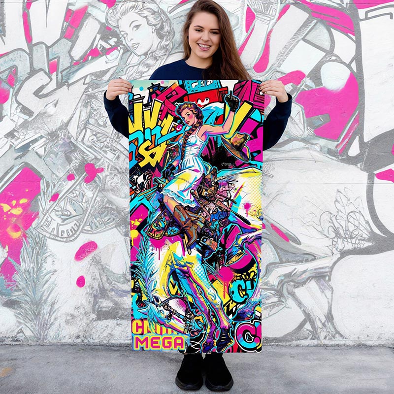 Personalized Colorful Graffiti Pop Art Beach Towel Custom Name Street Art Towel Bold Bath & Pool Towel