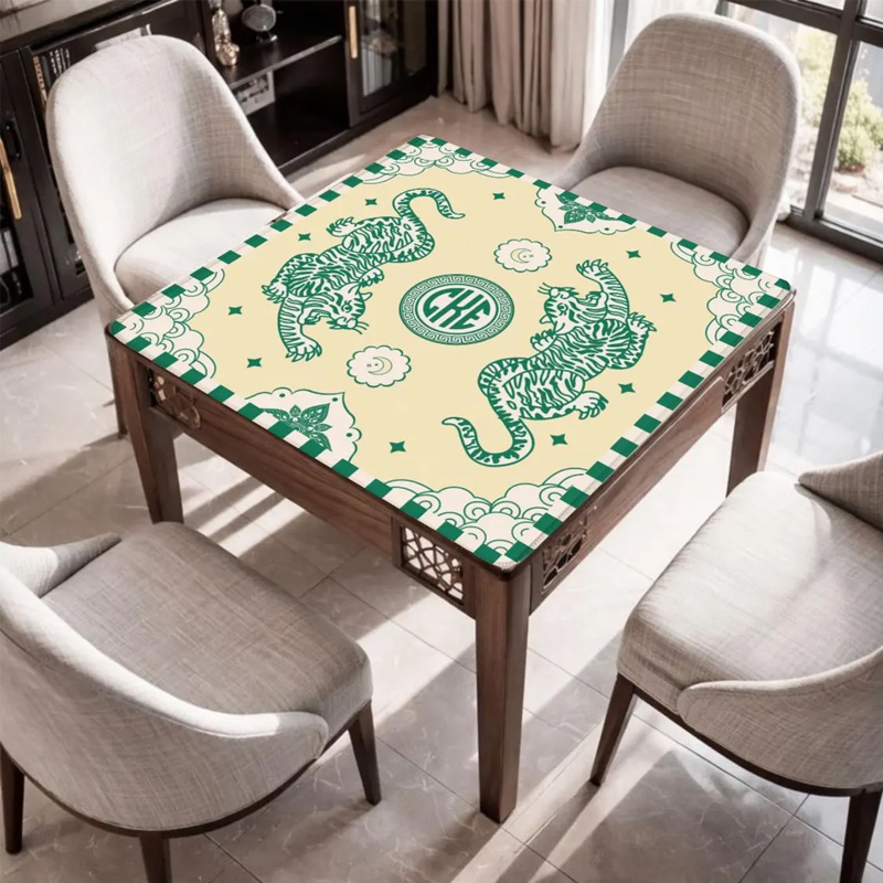 Personalized Mahjong Mat Tiger and Moon Custom Monogram Gift for Mahjong Enthusiasts