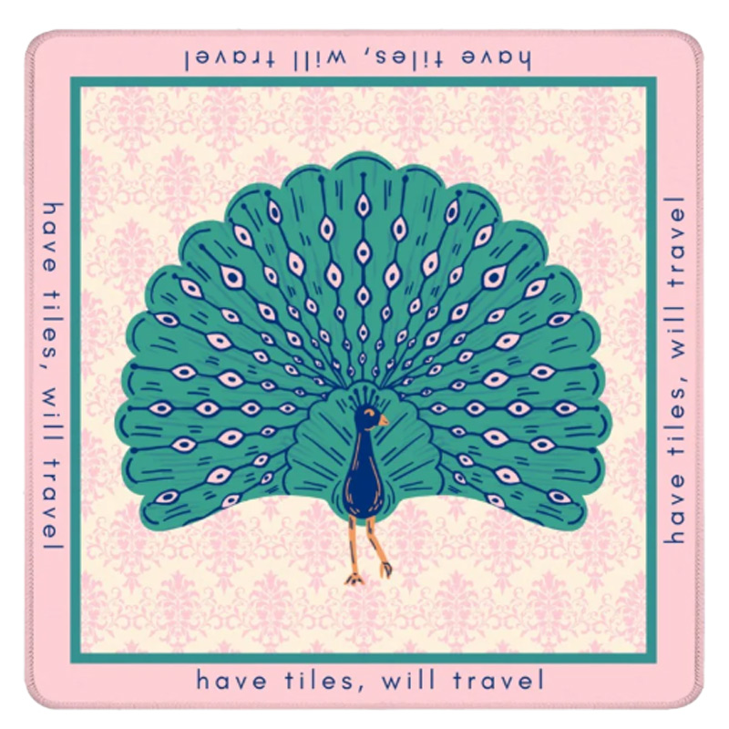 Vintage Damask Peacock Mahjong Mat Travel-Themed Game Cover Gift for Mahjong Lover