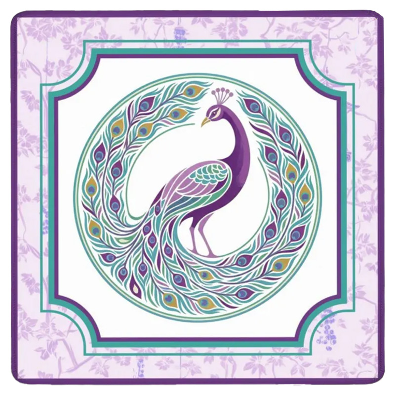 Elegant Purple Peacock Mahjong Mat Sophisticated Game Night Essential Gift for Mahjong Lovers