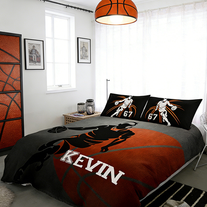 Personalized Basketball Bedding Set with Custom Name and Number Basketball Lovers Gift for Him