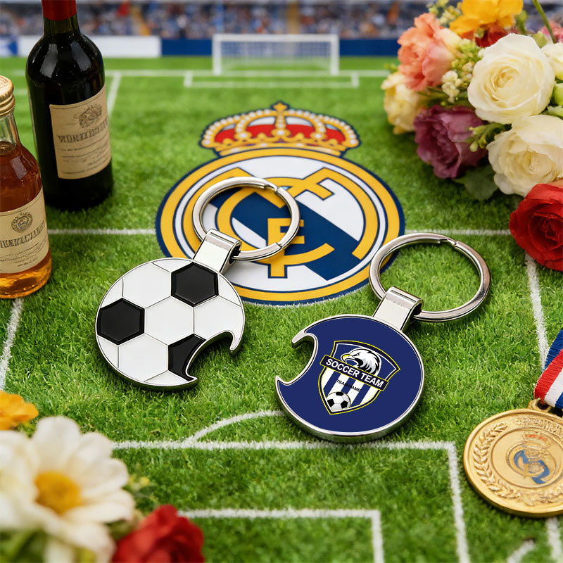 Personalized Bottle Opener Keychains Soccer Keychains and Custom Team Logo Gift for Soccer Fans