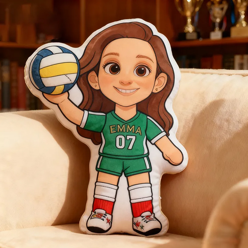 Personalized Volleyball Player Pillow with Custom Name and Number Design
