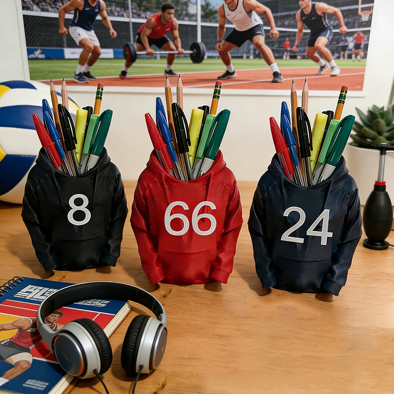Personalized Hoodie Pencil Holder 3D Print Pencil Organizer Stand Sport Player Desktop Decor