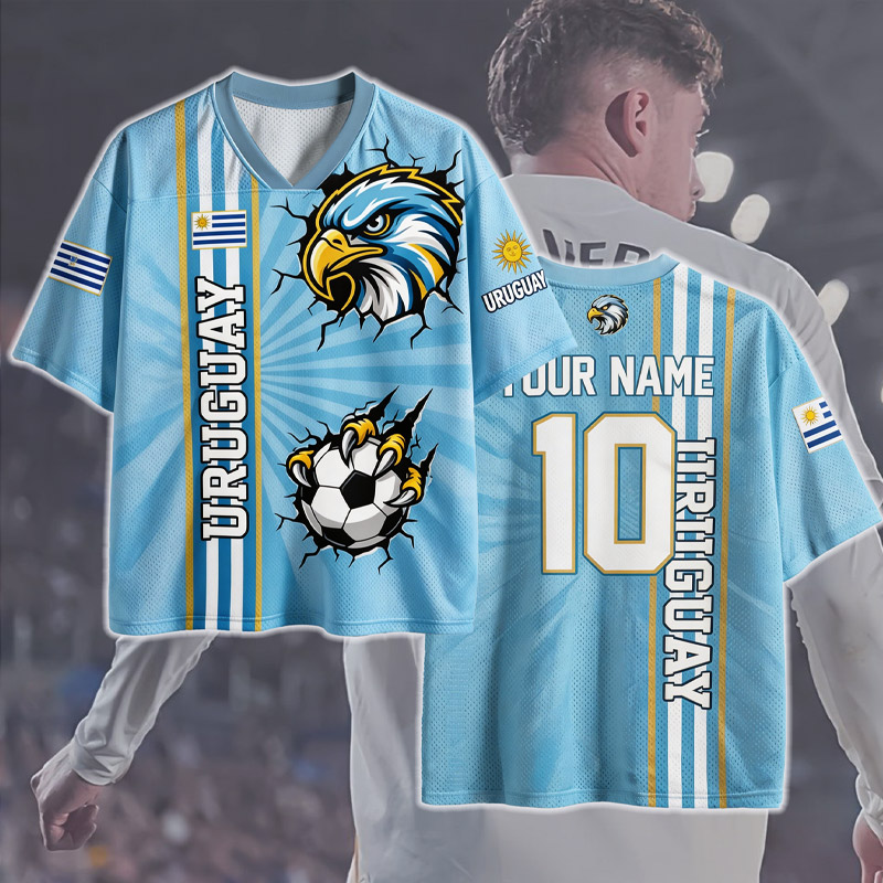 Personalized Uruguay Fan Mesh Jersey Shirt Custom Name Number Soccer T Shirt Eagle Supporter Gift