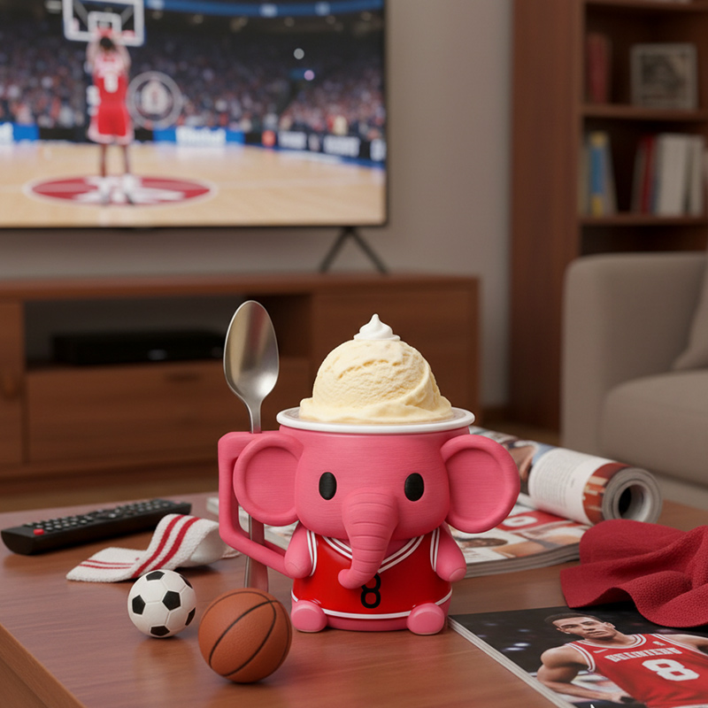 Personalized Jersey Pink Elephant Ice Cream Holder 3D Print Pint Cup for Sport Lovers and Ice Cream Fans