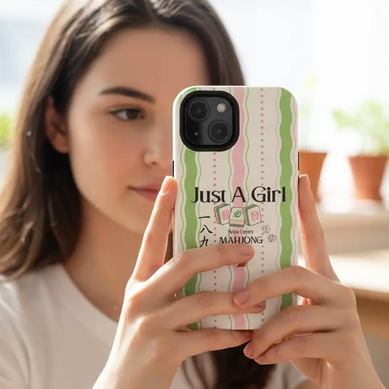 Mahjong Phone Case Just A Girl Who Loves Mahjong Retro Lucky Mahjong Tile Design for Mahjong Lovers
