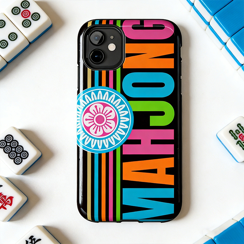 Mahjong Phone Case Bold Colorful Mahjong Phone Case Fun MAHJONG Tile Stripe Design Cover Gift for Mahjong Lovers