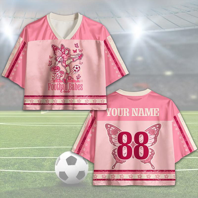 Personalized Pink Soccer Crop Top Jersey Custom Name and Number Soccer Shirt for Fans