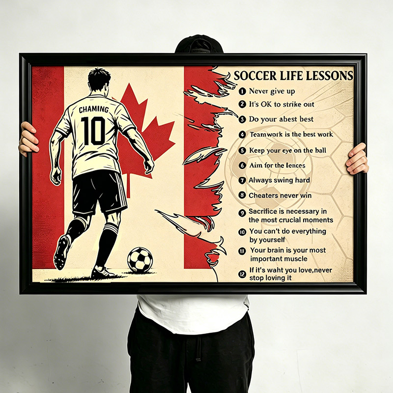Personalized Soccer Life Lessons Wall Hangings with Custom Country Flag Name and Number  