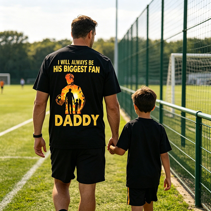 Personalized Soccer T-Shirt I Will Always Be His Biggest Fan Custom Title T-Shirt Proud Soccer Dad Shirt