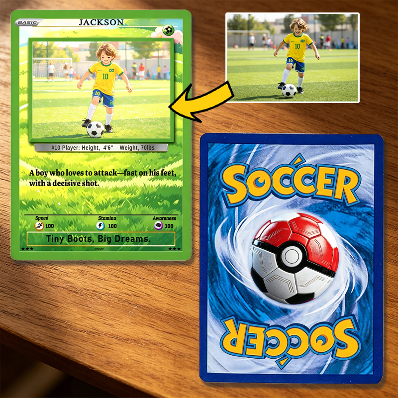 Personalized Funny Classic Card with Photo Glitter Anniversary Game Card Soccer Card Gift for Soccer Player