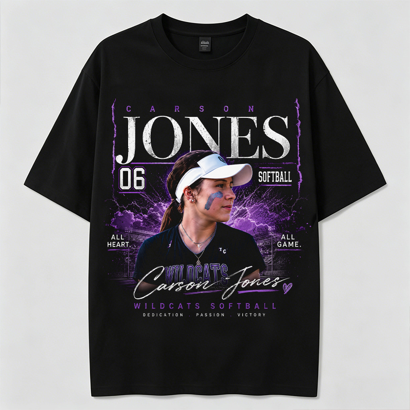 Personalized Player Poster T-Shirts Softball Fan T-Shirts That Can Be Printed With Photos, Names, Jersey Numbers, and Team Information