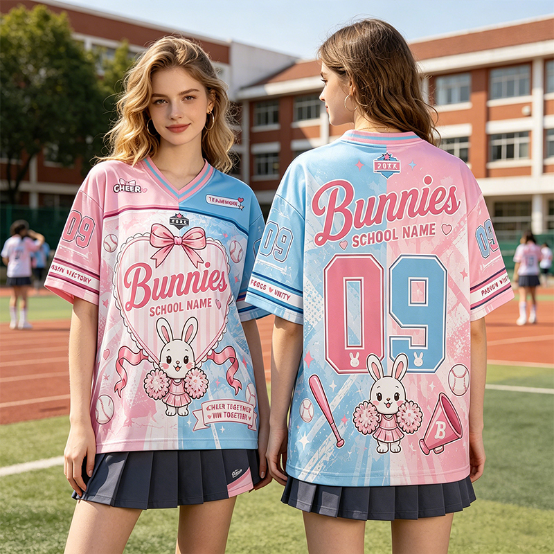 Personalized Cheerleading Mesh Jersey Mascot Cheerleading Jersey Support Jersey with Heart-Shaped Bows Gift for Cheerleaders