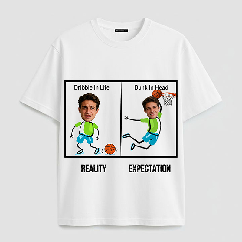 Personalized Basketball T-shirt Dribble in Life Dunk in Head with Custom Photo Gift for Basketball Lovers