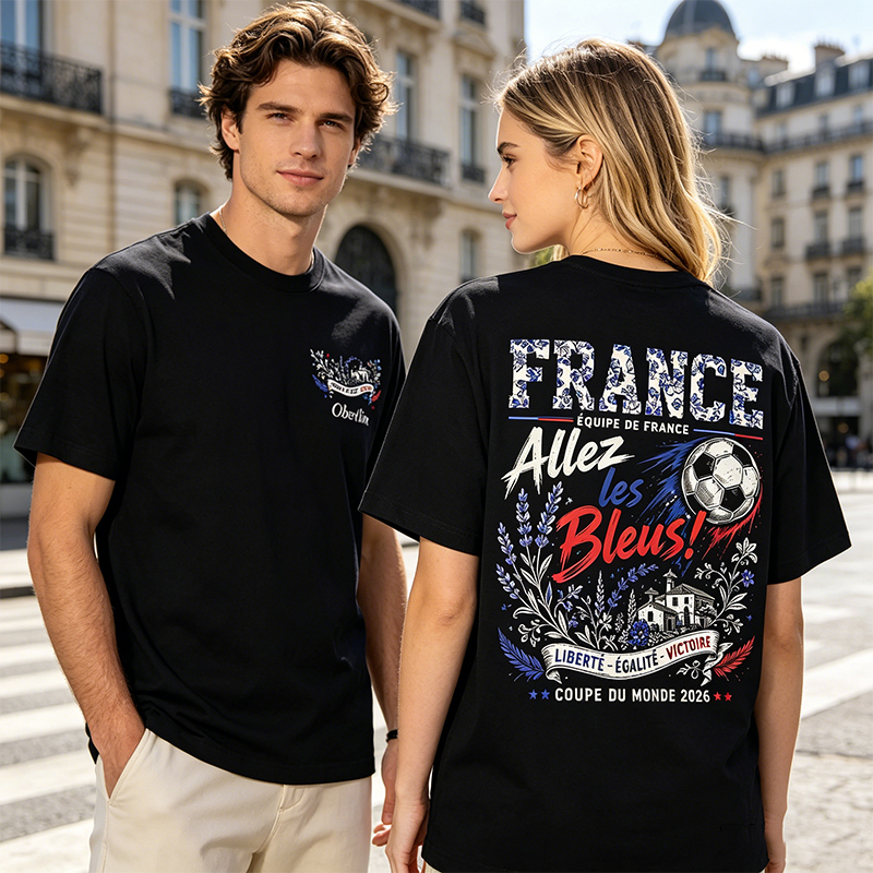 Personalized Football T-shirt Allez Les Bleus Custom Name Gift for France Football Fans