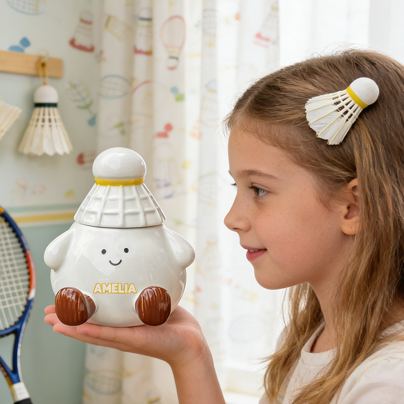 Personalized Badminton Mug Cute Badminton Coffee Cup with Custom Name Gift for Badminton Lovers