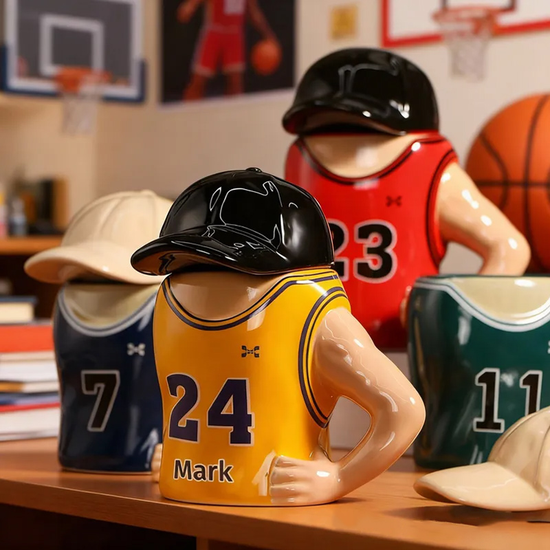 Personalized Jersey Ceramic Mug Basketball Player Jersey Custom Name Gift for Sport Lovers