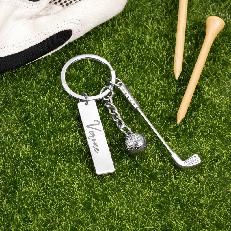 Personalized Golf Ball Clubs Keychain Bag Tag with Engraved Name Anniversary Birthday Club Gift for Golf Lovers