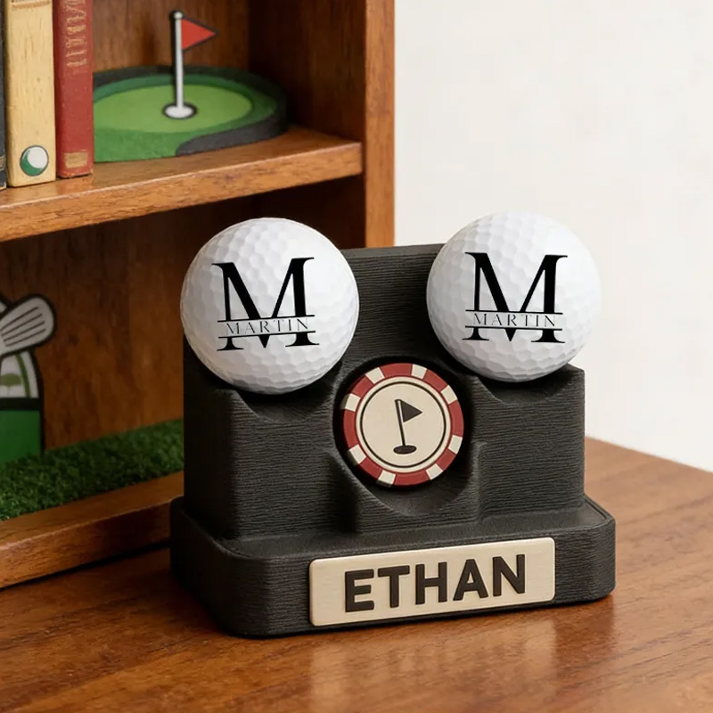 Personalized Golf Ball Poker Chip Display 3D Printed Name Desk Holder Gift for Golf Lovers