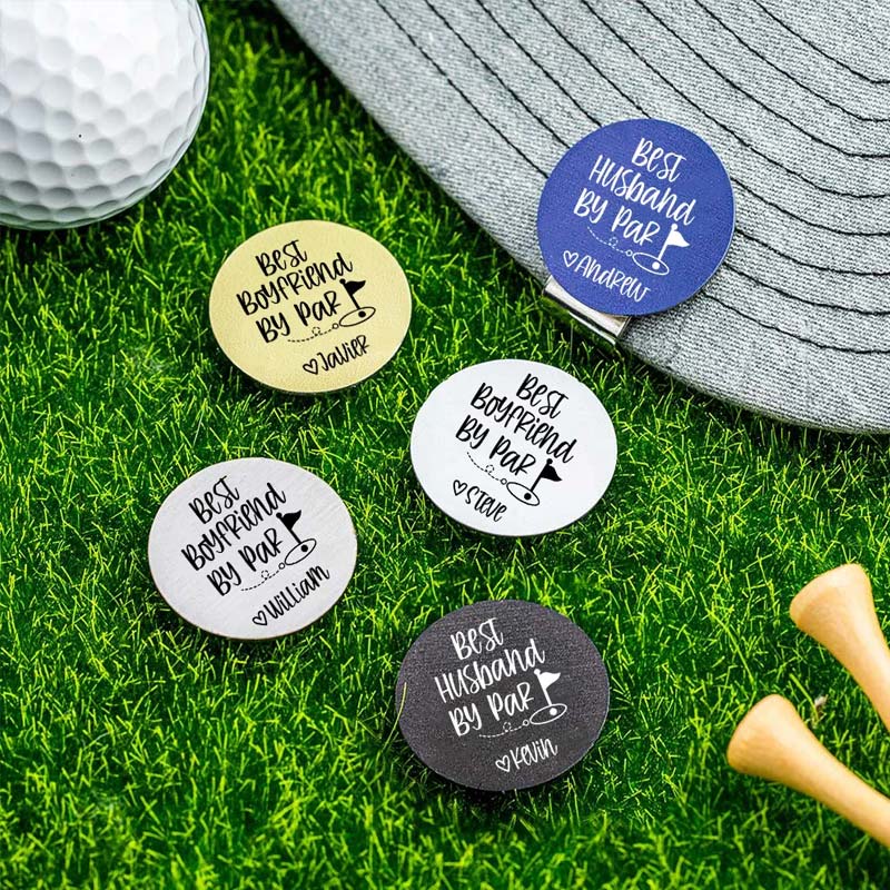 Personalized Best Husband By Par Golf Ball Marker Magnetic Hat Clip with Name Valentine's Day Birthday Gift for Golf Enthusiast